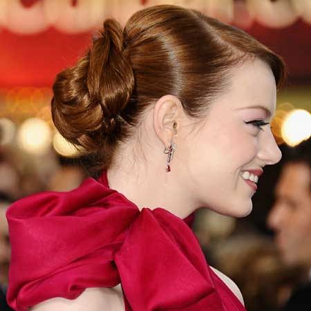 Emma Stone Oscars 2012 Braided Bun